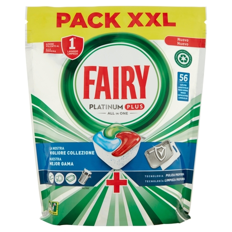 Fairy Pastiglie Lavastoviglie Platinum Plus Pulizia Profonda, Detersivo Piatti, 56 Capsule 869 g